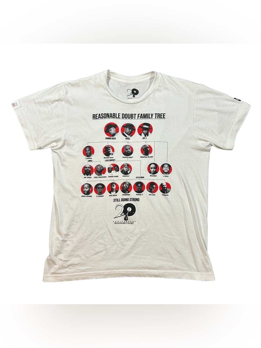 Jay-Z Reasonable Doubt 20 Year Anniversary T-Shirt Roc-A-Fella White Tee Large